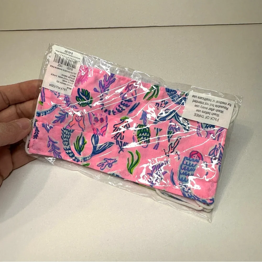 NEW Lilly Pulitzer adult Face Masks 3 Pack Lilly’s favorite rainbow pack